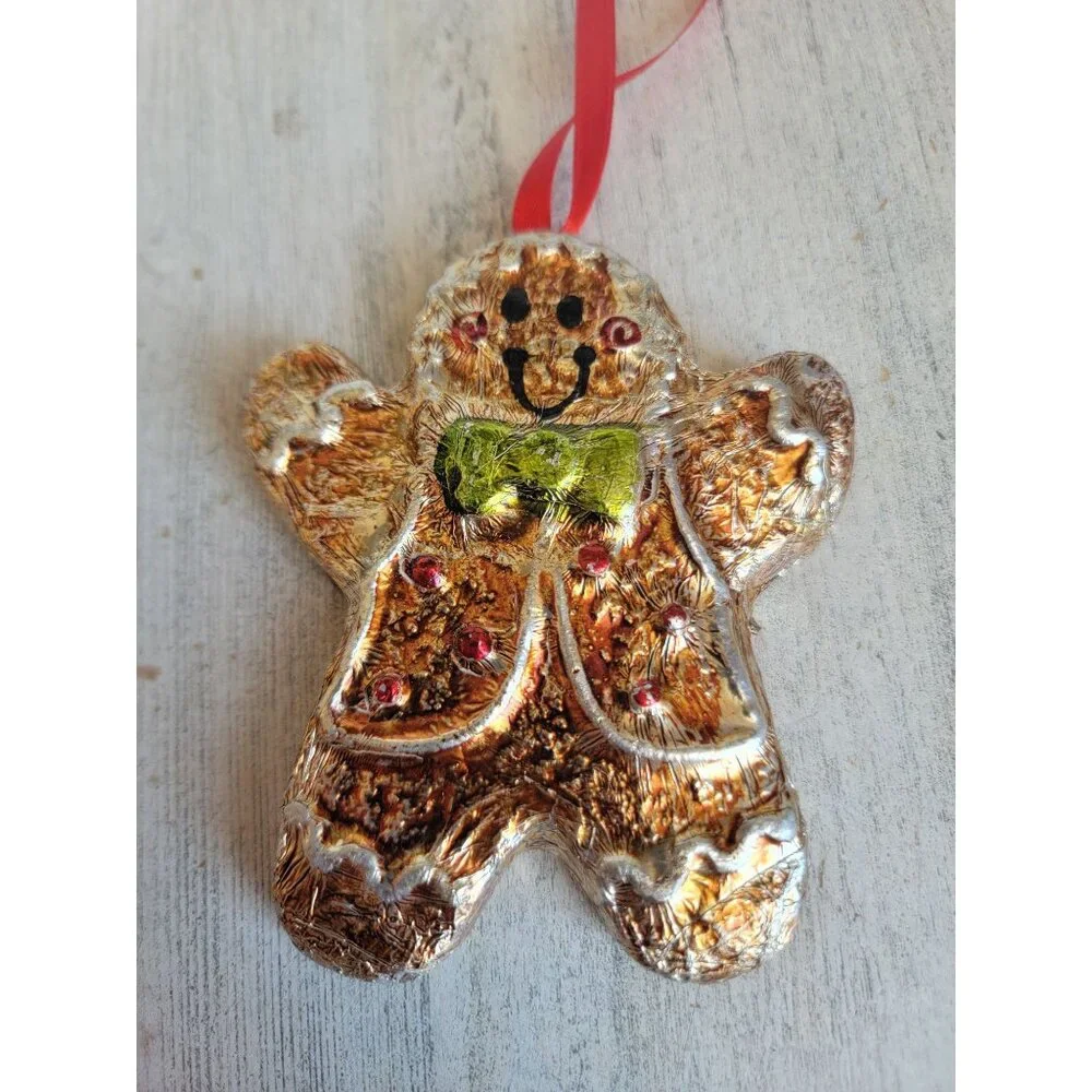Vintage unique foil gingerbread man cookie ornament xmasVintage unique foil ging